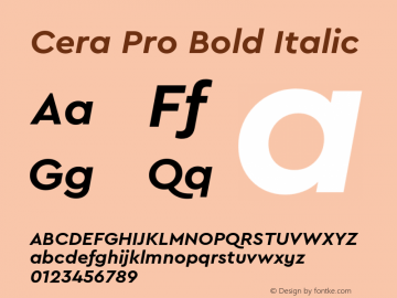 CeraPro-BoldItalic Version 6.0 | wf-rip DC20180515 Font Sample