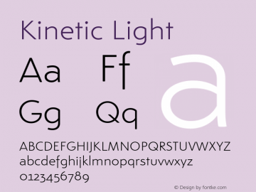 Kinetic Light Version 1.000; ttfautohint (v1.5) Font Sample