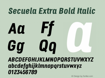 Secuela-ExtraBoldItalic Version 1.704 Font Sample