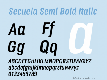 Secuela-SemiBoldItalic Version 1.704 Font Sample
