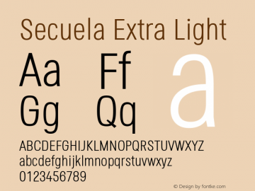 Secuela Extra Light Version 1.704; ttfautohint (v1.8.2) -l 8 -r 50 -G 200 -x 14 -D latn -f none -a qsq -X 