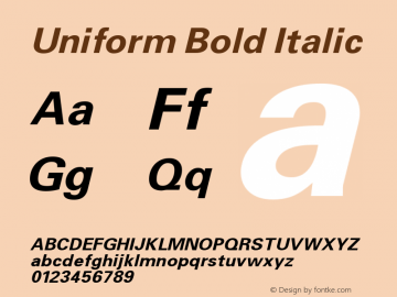 Uniform Bold Italic Altsys Fontographer 3.5  11/25/92图片样张