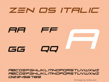 Zen Os Italic Version 1.00 November 16, 2018, initial release图片样张