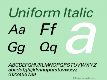 Uniform Italic Altsys Fontographer 3.5  11/25/92图片样张