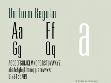 Uniform Regular Altsys Fontographer 3.5  11/18/92 Font Sample