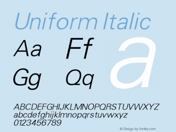 Uniform Italic Altsys Fontographer 3.5  11/18/92 Font Sample