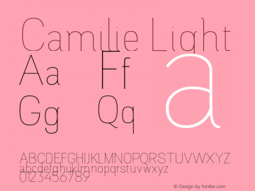 Camilie Light Version 1.000;PS 001.000;hotconv 1.0.88;makeotf.lib2.5.64775 Font Sample