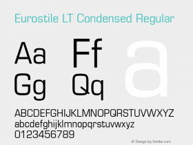 Eurostile LT Condensed Version 6.41 Font Sample