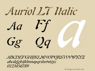 Auriol LT Italic Version 6.4;2007 Font Sample