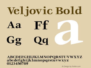 Veljovic Bold Altsys Fontographer 3.5  11/25/92 Font Sample