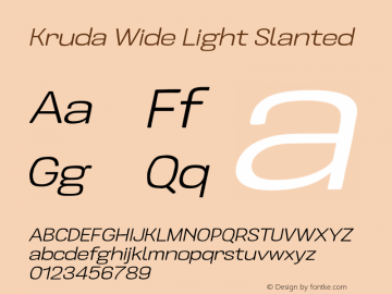 KrudaWideLightSlanted Version 1.000;PS 001.000;hotconv 1.0.88;makeotf.lib2.5.64775;YWFTv17图片样张