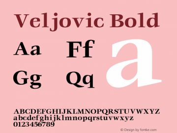 Veljovic Bold Altsys Fontographer 3.5  11/16/92 Font Sample