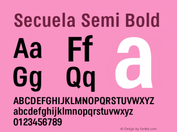 Secuela-SemiBold Version 1.708 Font Sample