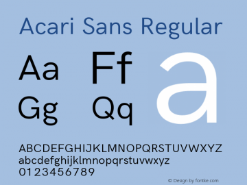 Acari Sans Regular Version 1.045; ttfautohint (v1.6) Font Sample