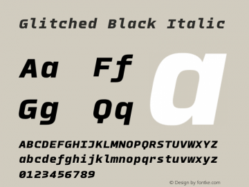 Glitched Black Italic Version 2.000;PS 002.000;hotconv 1.0.88;makeotf.lib2.5.64775图片样张