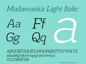 MadawaskaLt-Italic Version 1.001图片样张