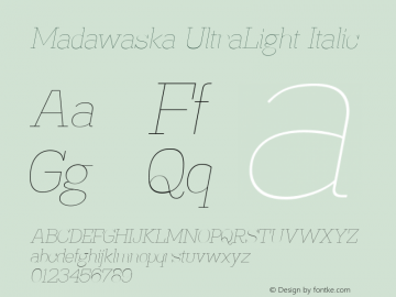MadawaskaUl-Italic Version 1.001图片样张
