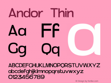 Andor Thin Version 1.000 Font Sample