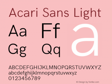 Acari Sans Light Version 1.045; ttfautohint (v1.8.2) Font Sample