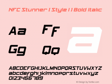 NFC Stunner [ Style 1 ] Bold Italic Version 1.00;November 12, 2018;FontCreator 11.5.0.2427 64-bit Font Sample