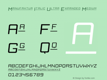 Manufaktur Italic Ultra Expanded Medium Version 1.000 Font Sample