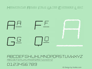 Manufaktur Rough Italic Ultra Expanded Light Version 1.000;PS 001.000;hotconv 1.0.88;makeotf.lib2.5.64775 Font Sample