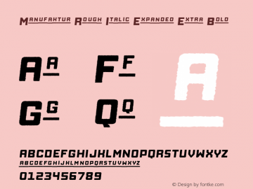 Manufaktur Rough Italic Expanded Extra Bold Version 1.000 Font Sample