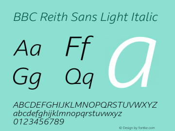 BBC Reith Sans Light Italic Version 2.301 Font Sample