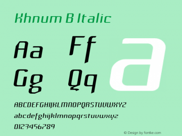 Khnum B Italic Version 1.0 Font Sample