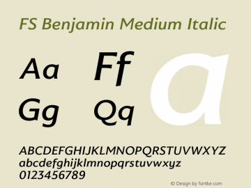 FSBenjamin-MediumItalic Version 1.001图片样张