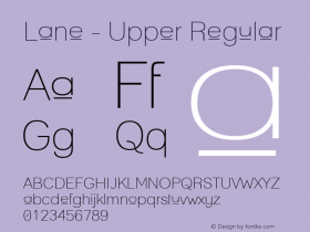 Lane - Upper Regular 1.1 Font Sample