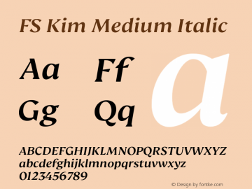 FSKim-MediumItalic Version 1.001 Font Sample