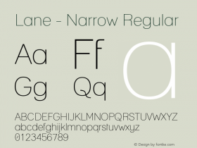 Lane - Narrow Regular 1.1 Font Sample