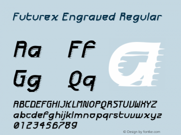 Futurex Engraved Regular Version 1.0; 2000; initial release Font Sample