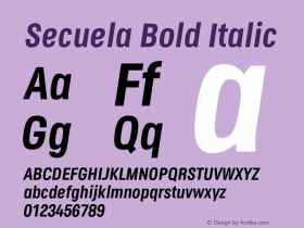 Secuela-BoldItalic Version 1.787 Font Sample