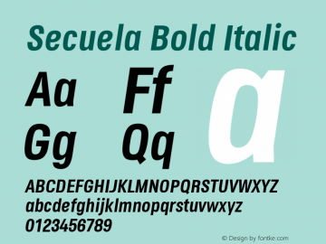 Secuela Bold Italic Version 1.787 Font Sample