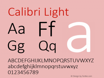 Calibri Light Version 6.22 Font Sample