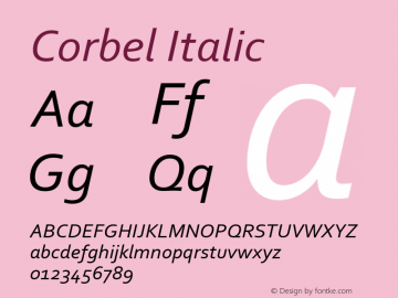 Corbel Italic Version 5.90图片样张