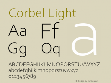 Corbel Light Version 5.90 Font Sample