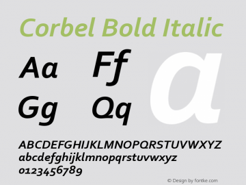 Corbel Bold Italic Version 5.90图片样张