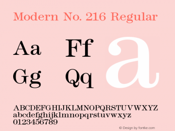 Modern No. 216 Regular Altsys Fontographer 3.5  11/26/92图片样张