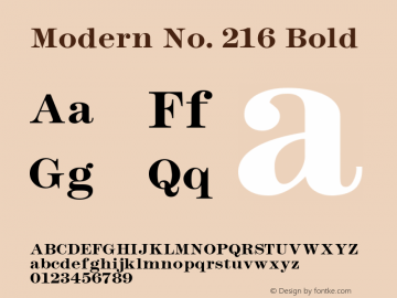 Modern No. 216 Bold Altsys Fontographer 3.5  11/26/92 Font Sample