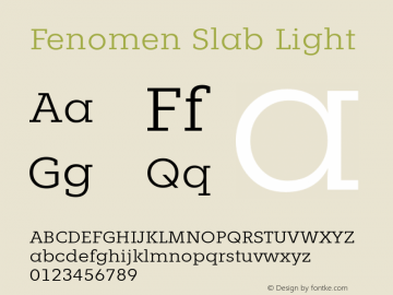 FenomenSlab-Light Version 1.001;PS 001.001;hotconv 1.0.88;makeotf.lib2.5.64775 Font Sample