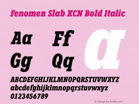 FenomenSlab-XCNBoldItalic Version 1.001;PS 001.001;hotconv 1.0.88;makeotf.lib2.5.64775 Font Sample