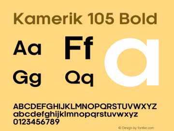 Kamerik 105 Bold Version 6.000 Font Sample