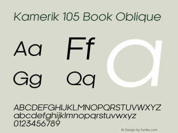 Kamerik 105 Book Oblique Version 6.000 Font Sample