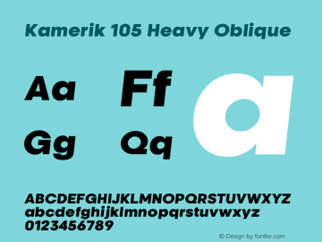 Kamerik 105 Heavy Oblique Version 6.000 Font Sample