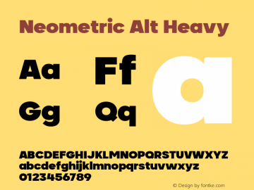 Neometric Alt Heavy Version 1.000;PS 001.000;hotconv 1.0.88;makeotf.lib2.5.64775;YWFTv17 Font Sample