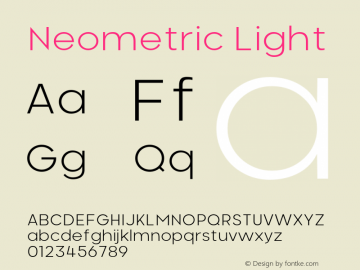 Neometric-Light Version 1.000;PS 001.000;hotconv 1.0.88;makeotf.lib2.5.64775;YWFTv17图片样张