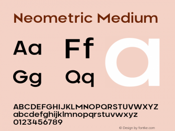 Neometric Medium Version 1.000;PS 001.000;hotconv 1.0.88;makeotf.lib2.5.64775;YWFTv17图片样张